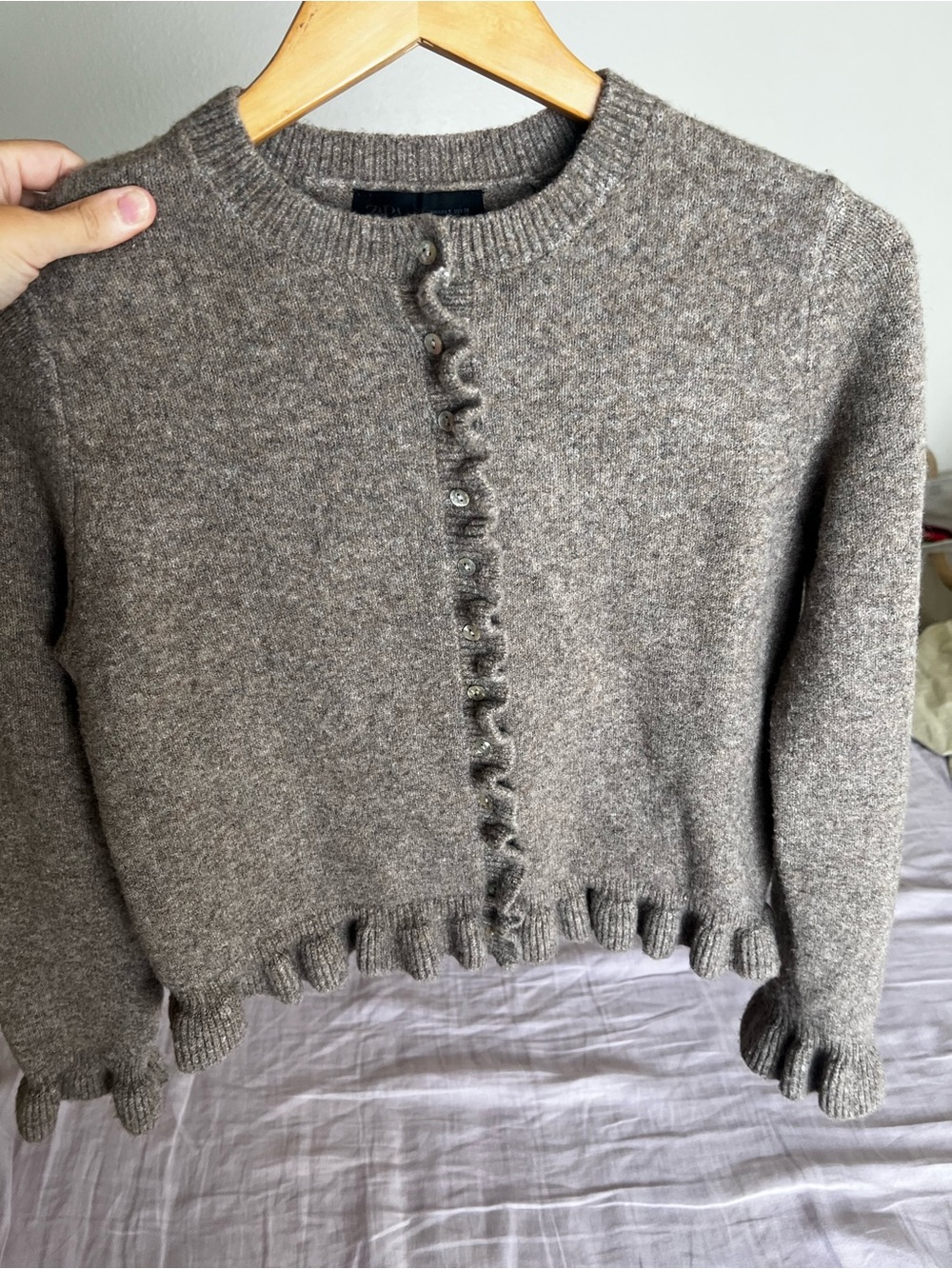 Zara Taupe Knit Cardigan - Picture 5 of 9